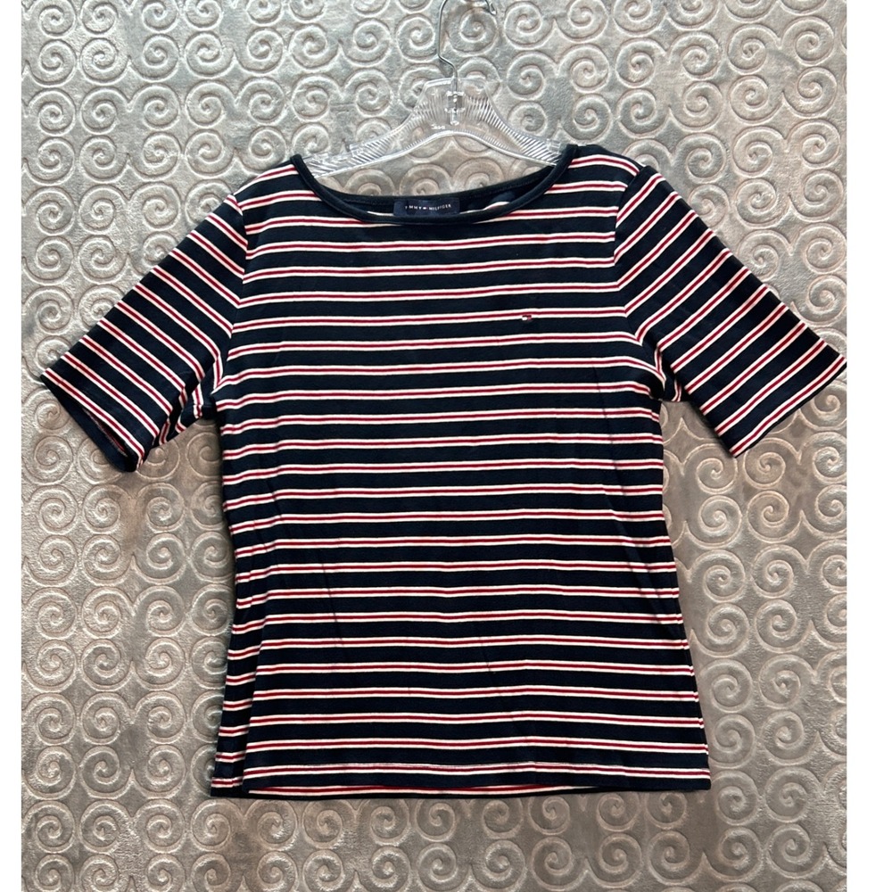 Tommy Hilfiger Womens Striped‎ Top T Shirt Red White Blue Size L